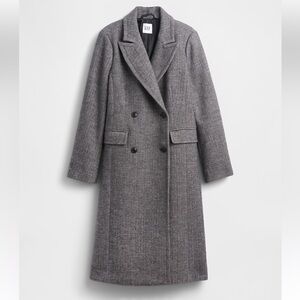 NWT! GAP Classic Chesterfield Coat Size Small in Gray Herringbone